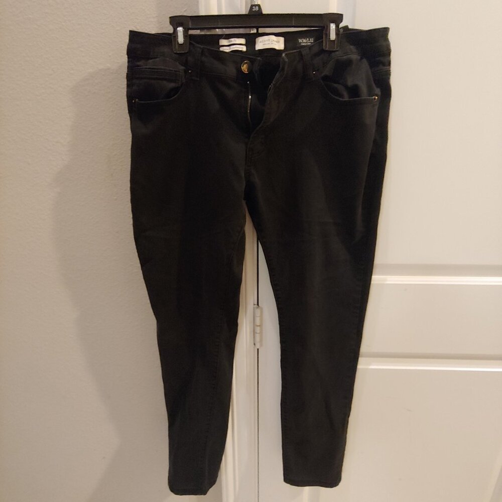 Scott James Slim Fit Jeans Men Size 36x32 Black Mid Rise Stretch Straight Leg